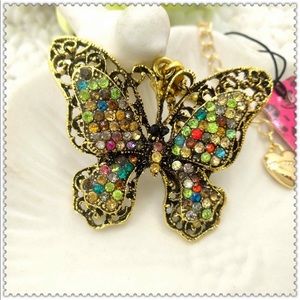 Betsey Johnson Multicolored Butterfly Necklace